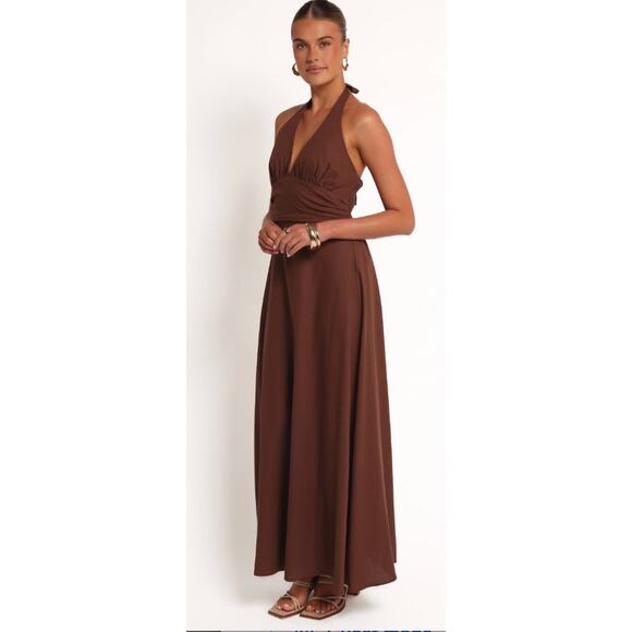 Petal & Pup Chocolate Halter Neck Maxi Dress Size XL NEW - Picture 5 of 10